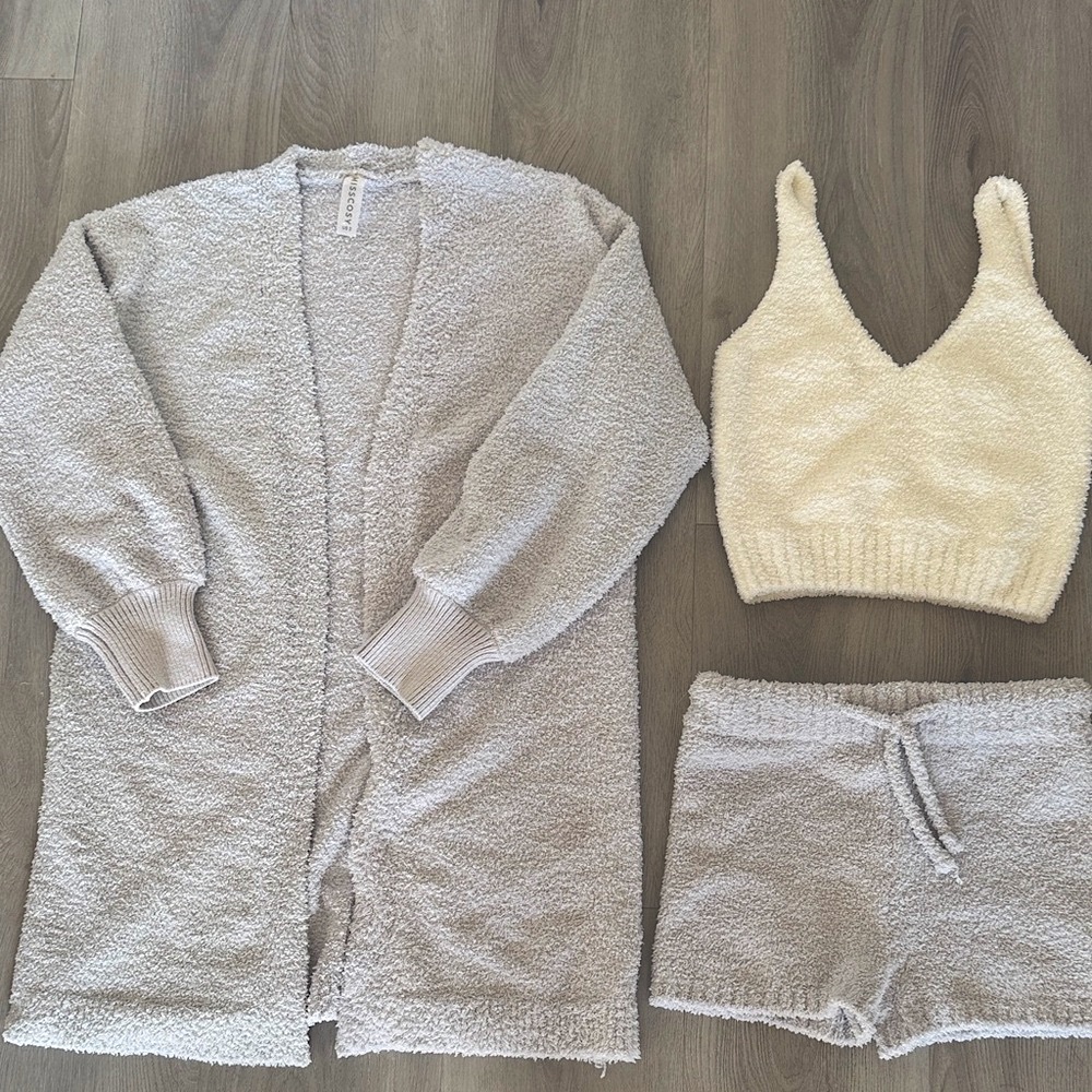 Elegant soft powder Gray/Blue and Cream Pajama Set